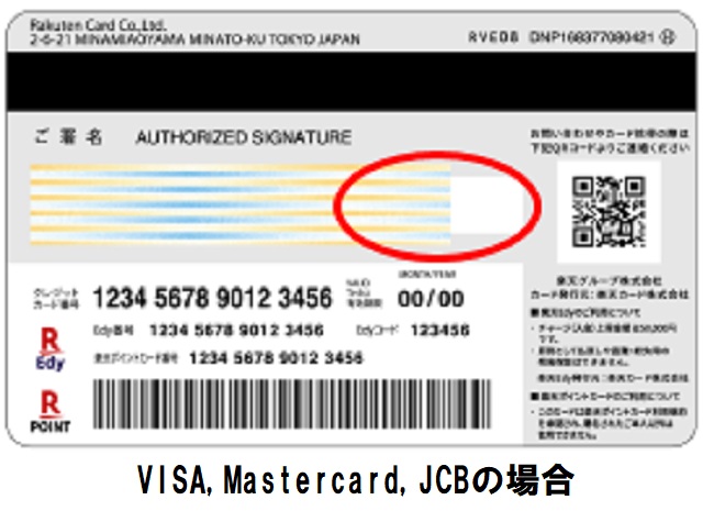 セキュリティコードvisa,mastercard,jcb