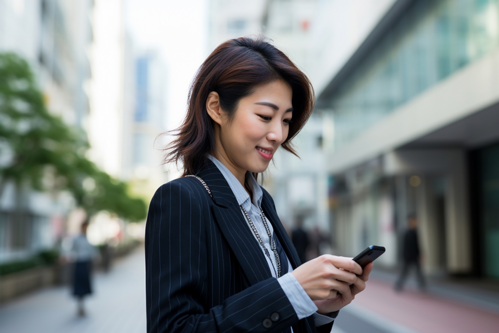 外出先で取引する人